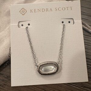 Kendra Scott Elisa Ridge Rhodium Necklace with Ivory Mother-of-Pearl